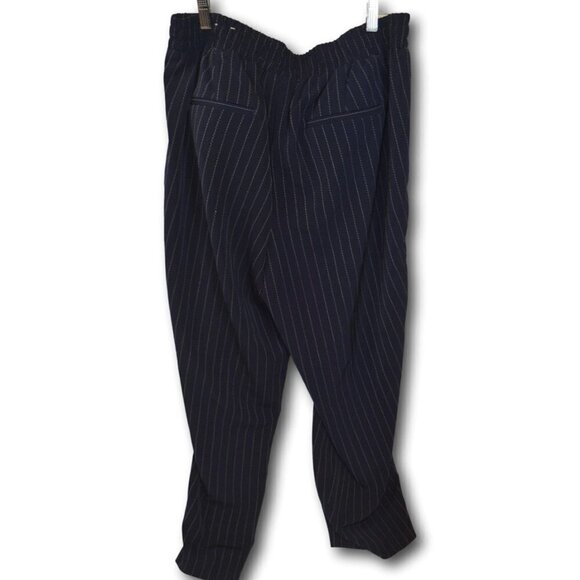 Navy Drawstring Pinstripe Pants Ankle By Lane Bryant Size: 16 - Picture 3 of 4